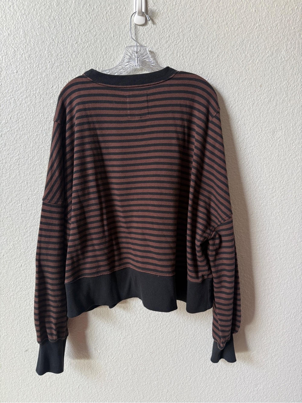 aerie classic crew sweatshirt - stripped black and brown - Picture 3 of 8